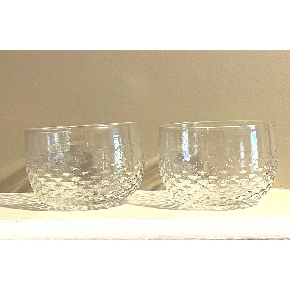 Vintage Hand Blown Glass Bowls, Textured, Honeycomb, Set of 2